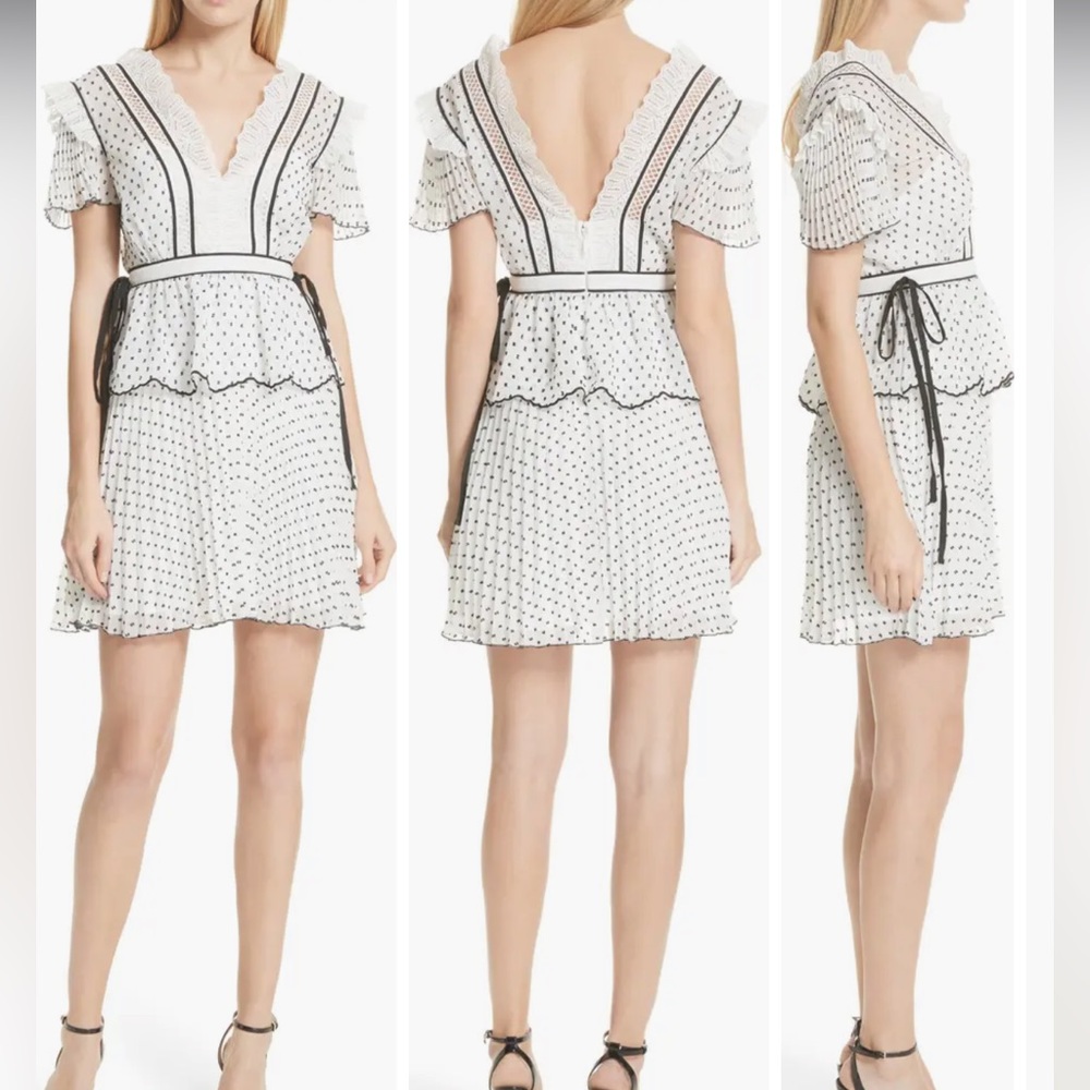 Self portrait pleated plumetis dress